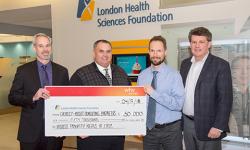Derek Vakaras, Vice President, Chorley + Bisset; Dennis Dawe, President, Chorley + Bisset; Michael Myatt, Director, Chorley + Bisset; and John MacFarlane, President and CEO, London Health Sciences Foundation Chorley + Bisset Consulting Engineers